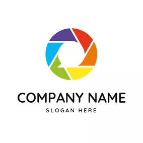 镜头logo Colorful Circle and Photography Lens logo design