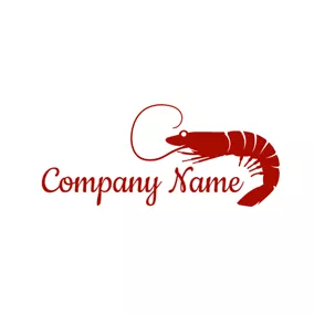基围虾 Logo Delicious Red Shrimp logo design
