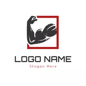 Muscle Logo Frame and Strong Arm logo design