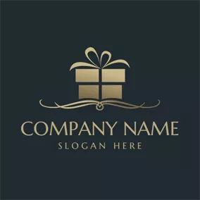 圣诞节Logo Golden Gift Box and Birthday logo design