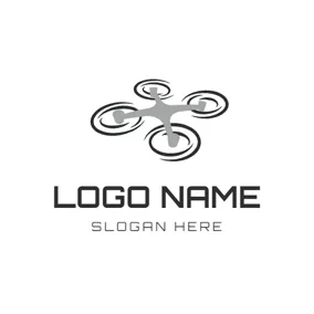 螺旋桨 Logo Gray and Black Quadrocopter logo design
