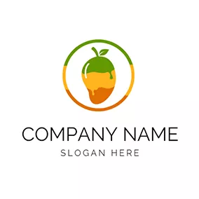 素食主义者Logo Green and Brown Mango logo design