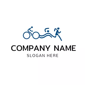 铁人三项Logo Green Bicycle and Abstract Sportsman logo design