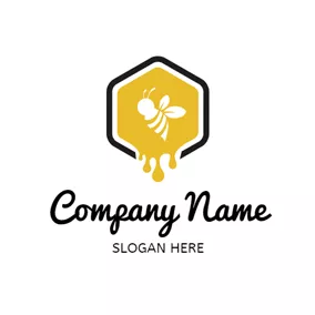 负空间 Logo Honeycomb and Splash Honey logo design