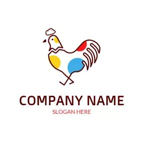 涂鸦 Logo Lovely Colorful Rooster Icon logo design