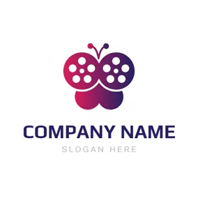 剧院 Logo Purple Butterfly and Film logo design