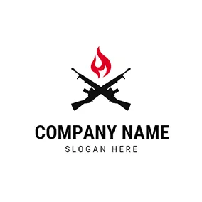军人logo Red Fire and Black Gun logo design