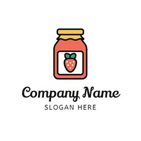 糖logo Red Jar and Strawberry Jam logo design