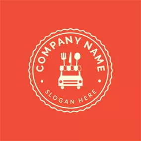 快餐车 Logo Simple Tableware and Food Truck logo design