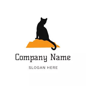 猫Logo Soil Pile and Flat Wildcat logo design