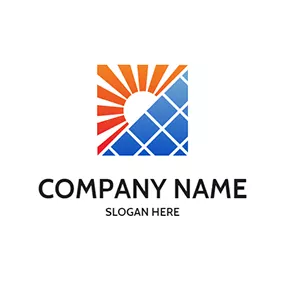太阳能 Logo Square Sun Solar Panel Energy logo design