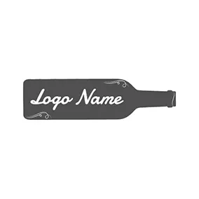 红酒Logo Thwartwise Black Winebottle logo design