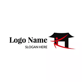 Yin Yang Logo Traditional Gate Human Dojo logo design