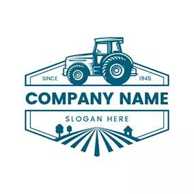 Tractor Logo Tree and House Harvester logo design