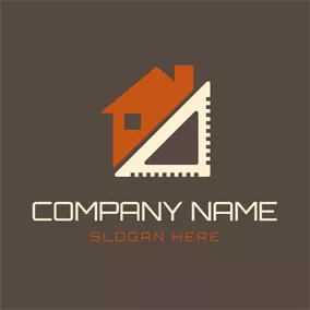 Interior Design Logo White Triangle and Orange House logo design