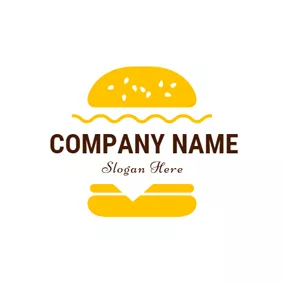 小餐馆 Logo Yellow and White Double Hamburger logo design