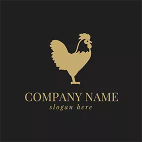 Rustic Logo Yellow Rooster Chicken Icon logo design