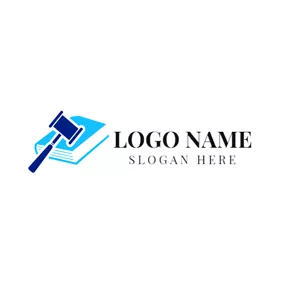 Law Firm Logo Blue Law Book and Lawyer logo design