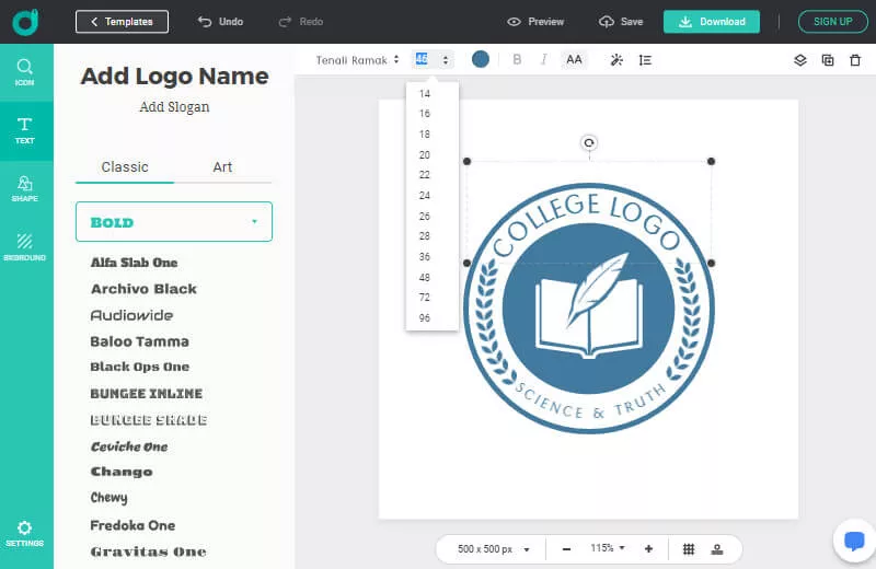 Make and customize your college logo