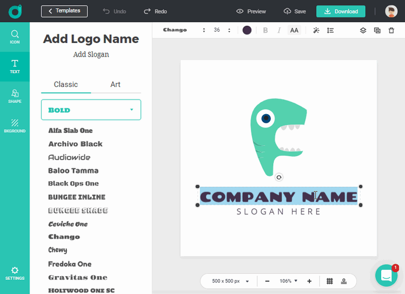 How to make a free logo, similar to Facebook's, in DesignEvo?
