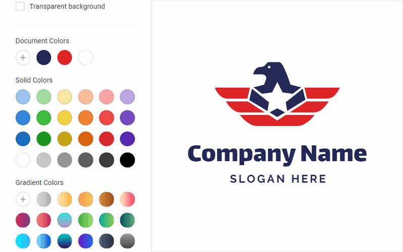 Design a logo in red and navy blue.