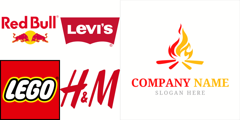 Popular logos with red color combinations.