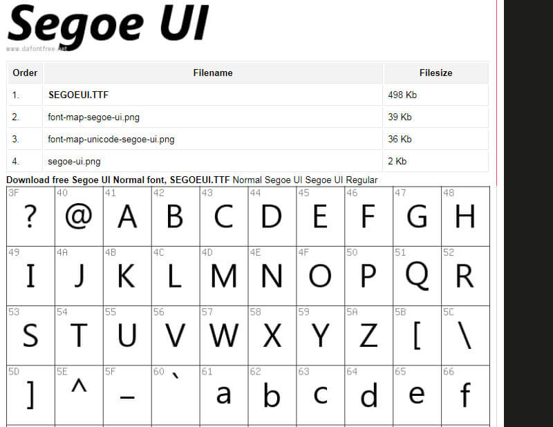 Segoe UI Font