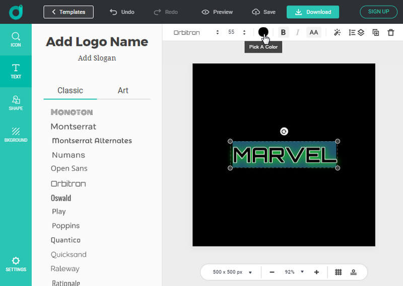 Use DesignEvo to customize your own Marvel logo