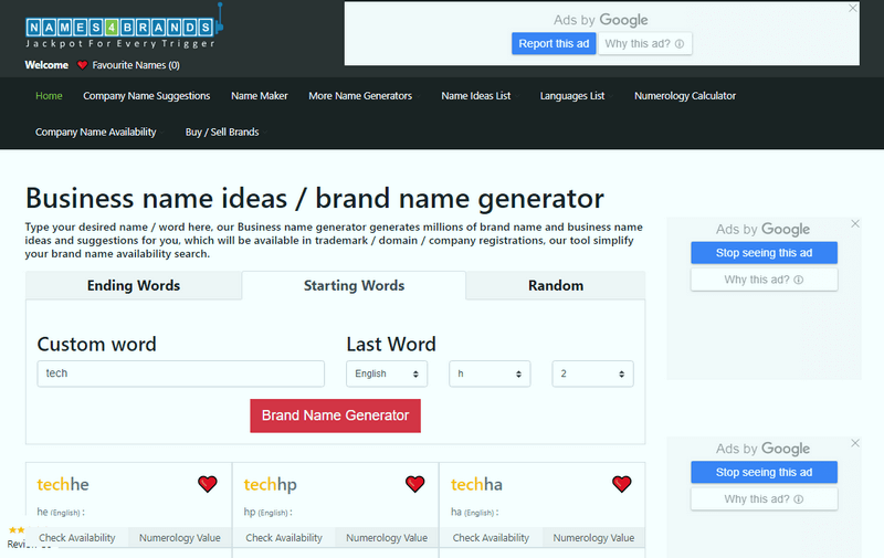 NAMES4BRANDS allows you to customize all kinds of names.