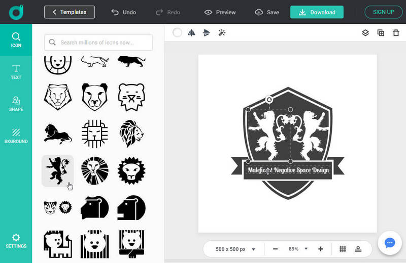 Design Your Own Negative Space Design Logo from Zero in DesignEvo for Free