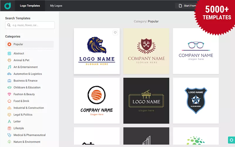 DesignEvo V2.5 empowers with 5000+ logo templates.