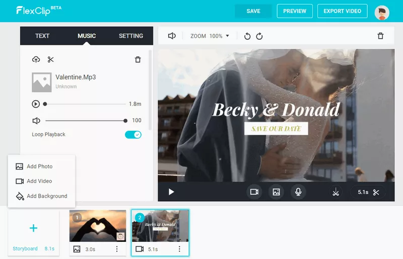 DIY valentine video with FlexClip.