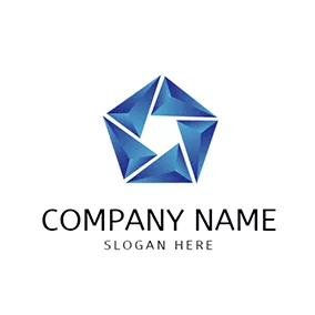 五角形logo 3D Blue Triangle Shape Pentagon logo design