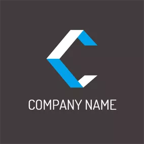 アルファベットロゴ 3D Blue and White Letter C logo design