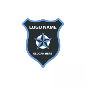 警察のロゴ 3D Blue Star and Police Shield logo design