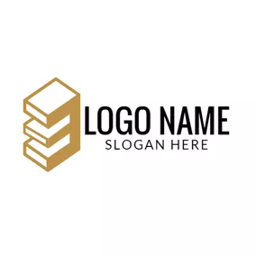 Logotipo E 3D Brown Letter E logo design