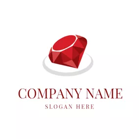 石ロゴ 3D Diamond and Ruby logo design