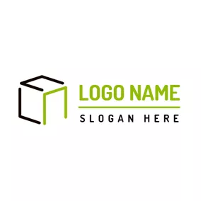 Cube Logo 3D Green and Black Container logo design
