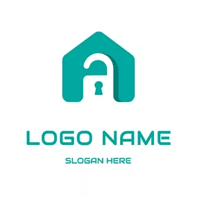 生活関連のロゴ 3D Lock Icon logo design