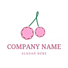 櫻桃logo 3D Pink Cherry Icon logo design