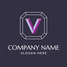 アルファベットロゴ 3D Purple Letter V logo design