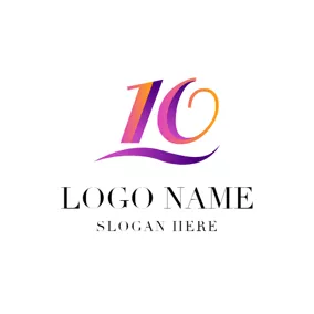 結婚logo 3D Purple Number Ten and Decoration logo design