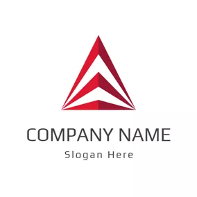 條紋logo 3D Red and White Triangle logo design