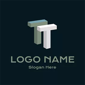 Logotipo T 3D Simple Letter T T logo design