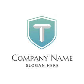 Badge Logo 3D White Letter T logo design