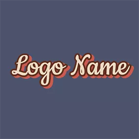 Blue Logo 70s Outline Shadow logo design