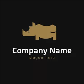 カットロゴ Abstract and Cute Rhino logo design