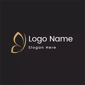 Golden Logo Abstract and Elegant Golden Butterfly logo design