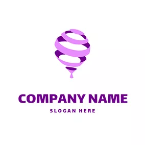 空気のロゴ Abstract Balloon and Purple Line logo design