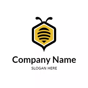 ハチミツロゴ Abstract Bee and Honey logo design